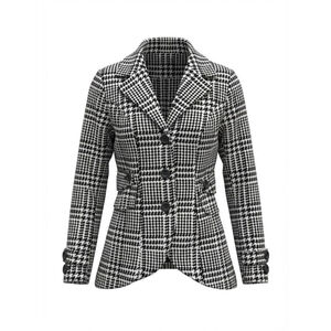 Women's Candie's Houndstooth Pea Coat Juniors XS Black & White
